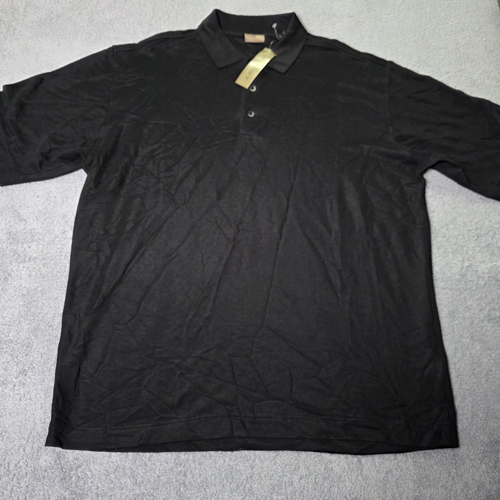 Axist Mens Large Polo Shirt Black Short Sleeve Rayon Blend AK1866 EBY L